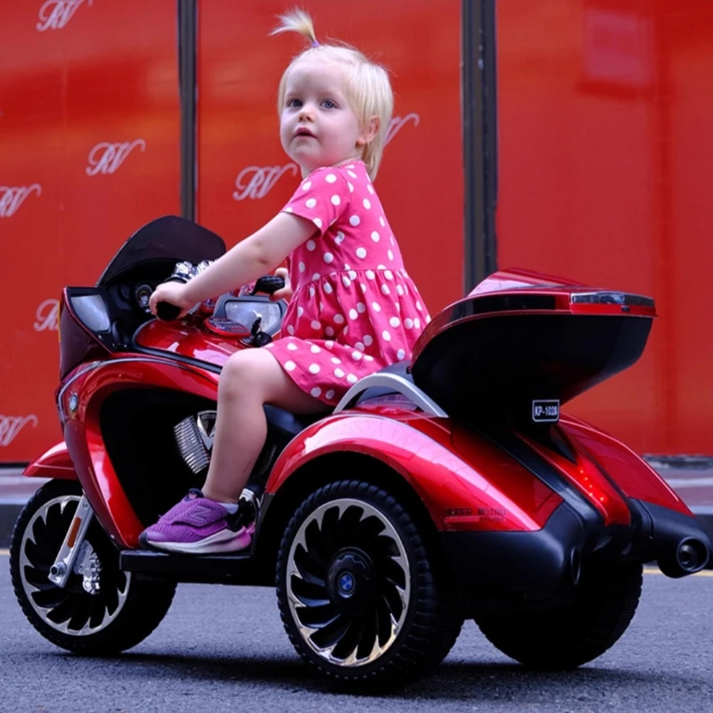 Children’s Electric Motorcycle Large Three-Wheel Ride-On Bike, Rechargeable Battery, Safe Axle Distance, Thickened Body