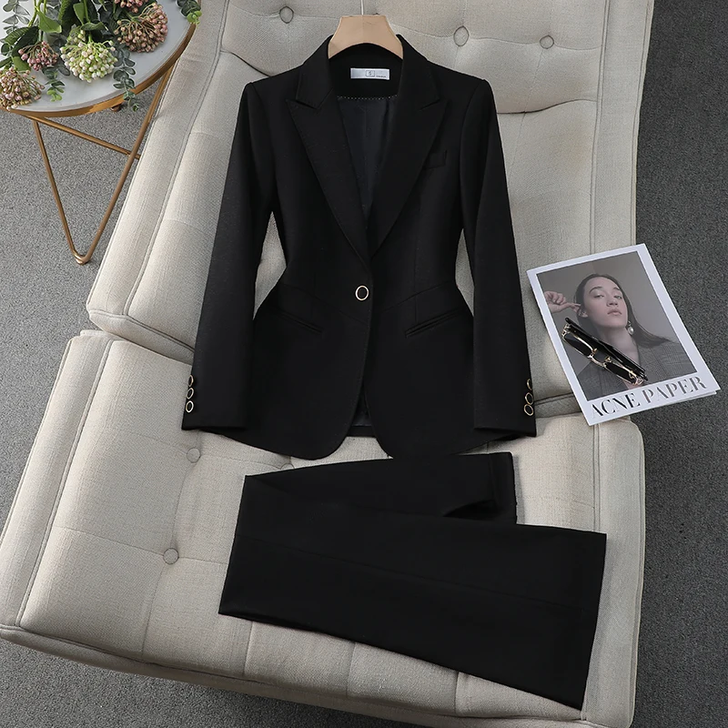 ZJYT Woman 2 Piece Outfit Elegant Women's Suit Blazer Trousers Sets Business Chic Formal Work Wear Pants Suits Spring 2026 New