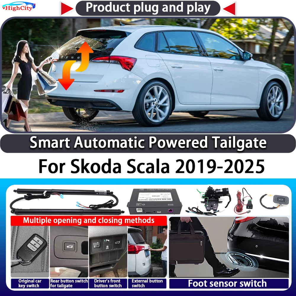 For Skoda Scala 2019-2025 OEM Smart Automatic Powered Tailgate Key Control Trunk Lift Close Kit Electric Power Tailgate