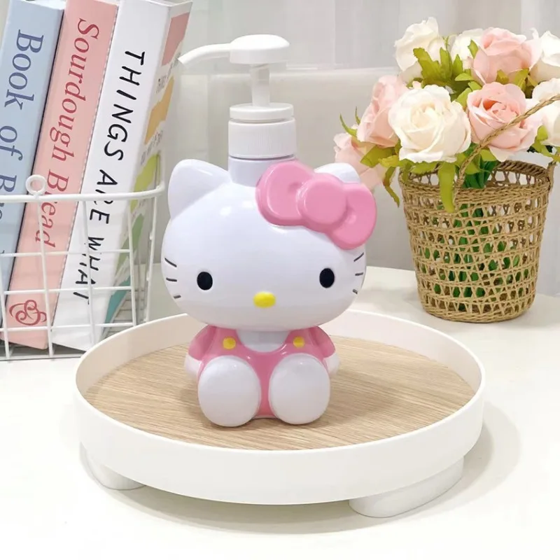 Miniso  Hello Kitty Cinnamoroll Lotion Bottle Kuromi My Melody Anime Cartoon Press Type Shower Bottle Shower Gel Hand