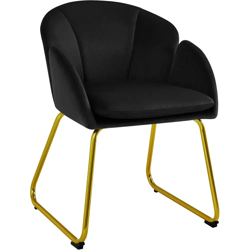 

Black Velvet Makeup Vanity Chair with Metal Legs for Living Room, Bedroom, Home Office, or Kitchen