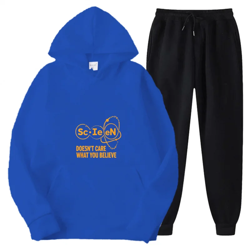 مجموعة هوديي رمادية + العلوم لا يهتم ما تعتقد النمط والنص المطبوع #4