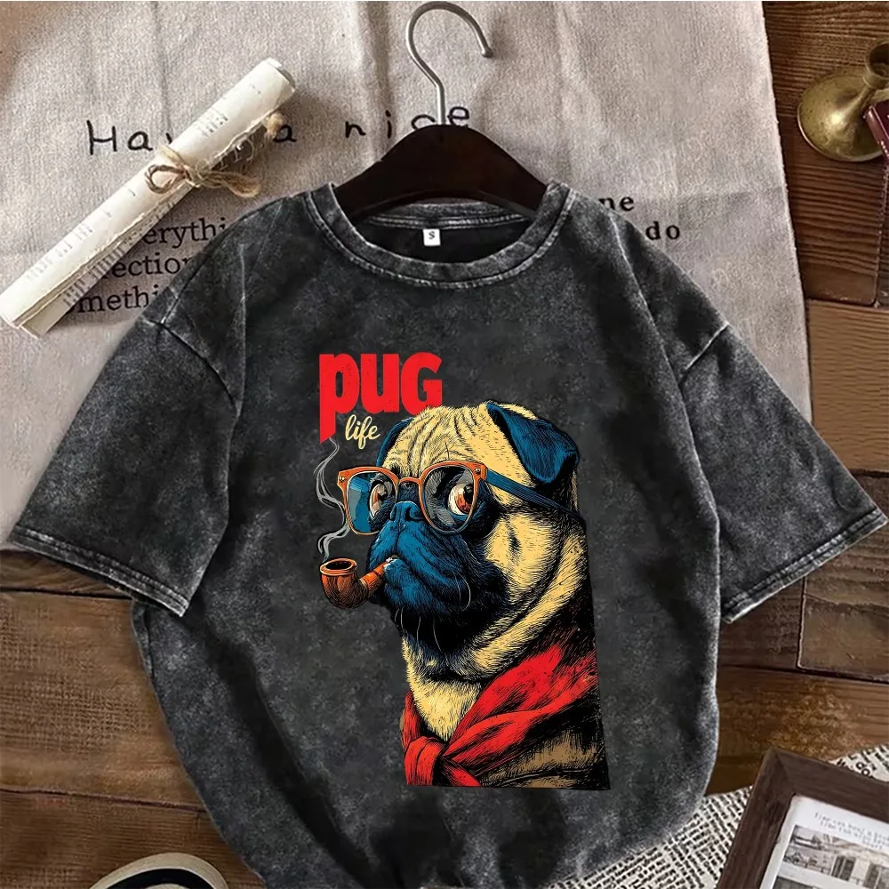 Pug Life T-Shirt – Cooles Hunde-T-Shirt mit Brille & Pfeife, Vintage-Grafik-T-Shirt, Grafik-T-Shirts, Damenbekleidung, Y2k-Top, Goth-T-Shirt – Detail 1