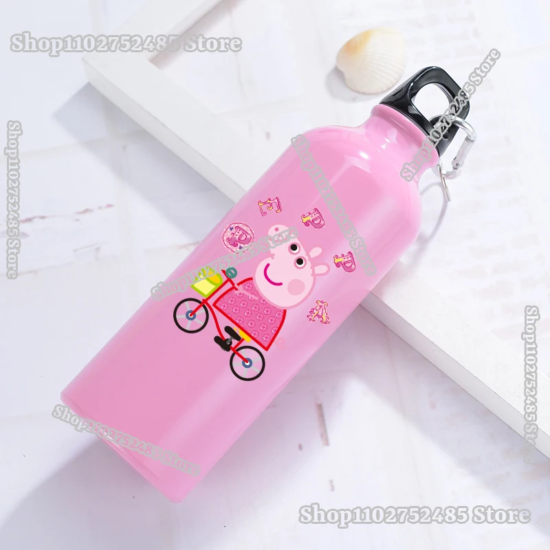 Бутылка-для-воды-с-принтом-мультфильма-«Свинка-Пеппа»-500-мл-большая-емкость-для-активного-отдыха-портативная-однослойная-для-путешествий-велоспорта-милая-kawaii