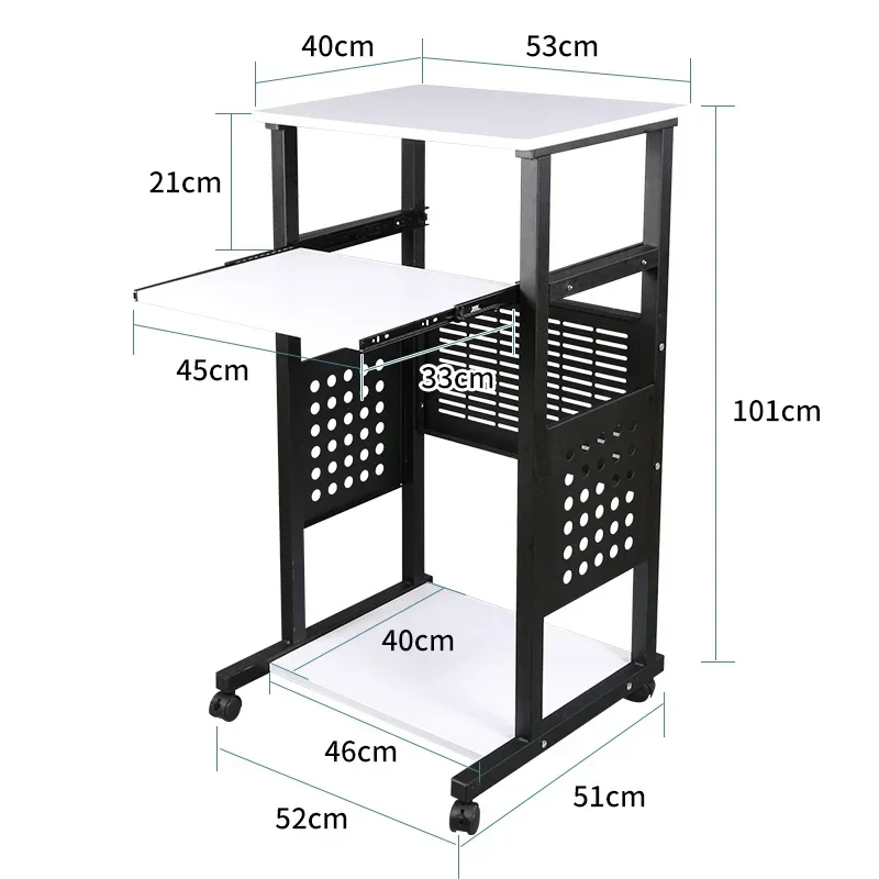 Stehender Computertisch, Desktop-Heimschreibtisch, abnehmbares Wohnzimmer, einfacher Druckerständer, einfacher Projektortisch, Büromöbel