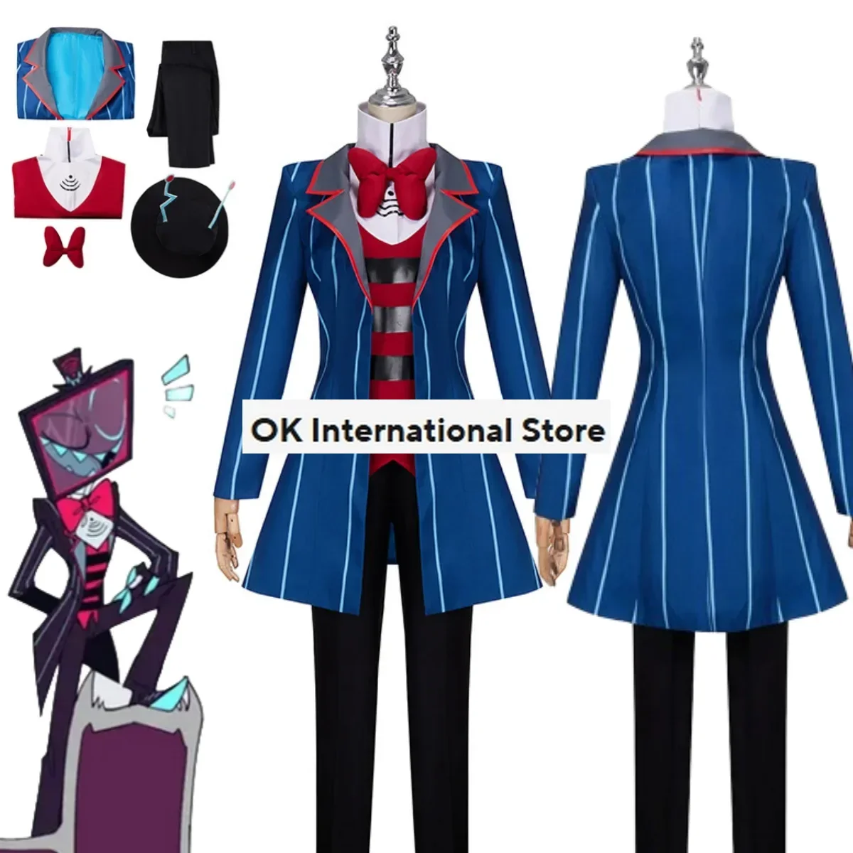 

Anime Hazbin Cosplay Hotel Cosplay Costume Blue and Red Uniforms Halloween Carnival Party Carnival Anime Performance Set