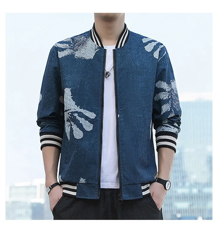 2024 Spring Men's Jacket Trend Printed Motorcycle Windproof Coat Casual Fashion Y2K Harajuku Style Street Hip-hop Men's Clothing