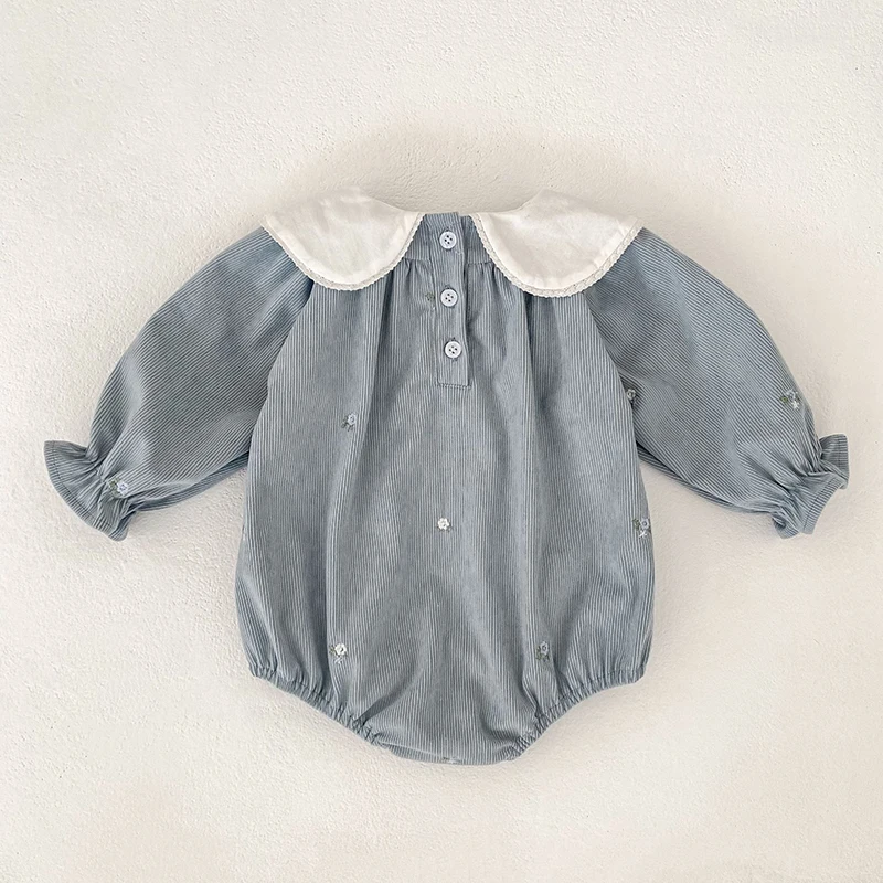 جديد 2025 رومبير للفتيات الصغيرات ملابس أطفال ربيعية مكشكشة بأكمام طويلة من القطن ملابس أطفال بذلة للفتيات الصغيرات على شكل زهرة #5