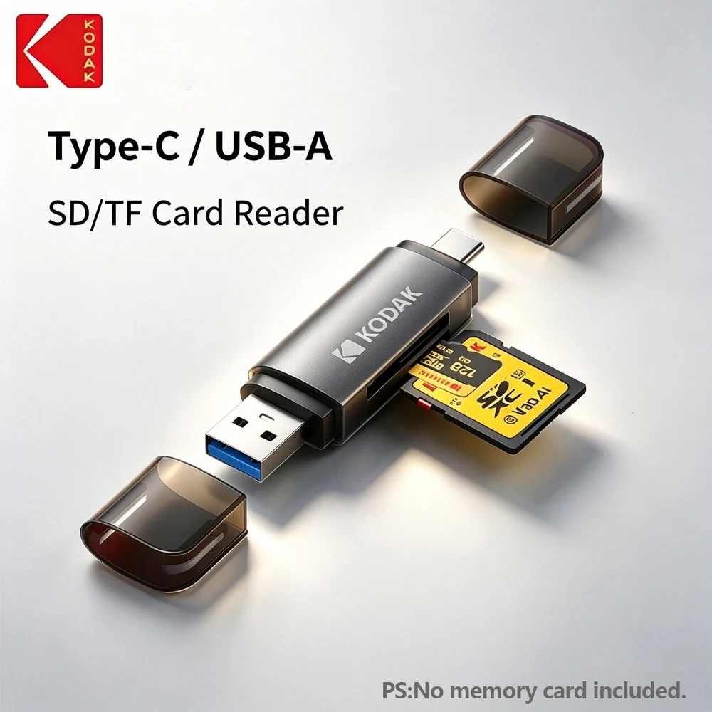 leitor-de-cartao-kodak-c210-4-em-1-usb-30-e-tipo-c-com-slot-duplo-para-cartoes-sd-e-tf-adaptador-para-macbook-pc-e-laptop