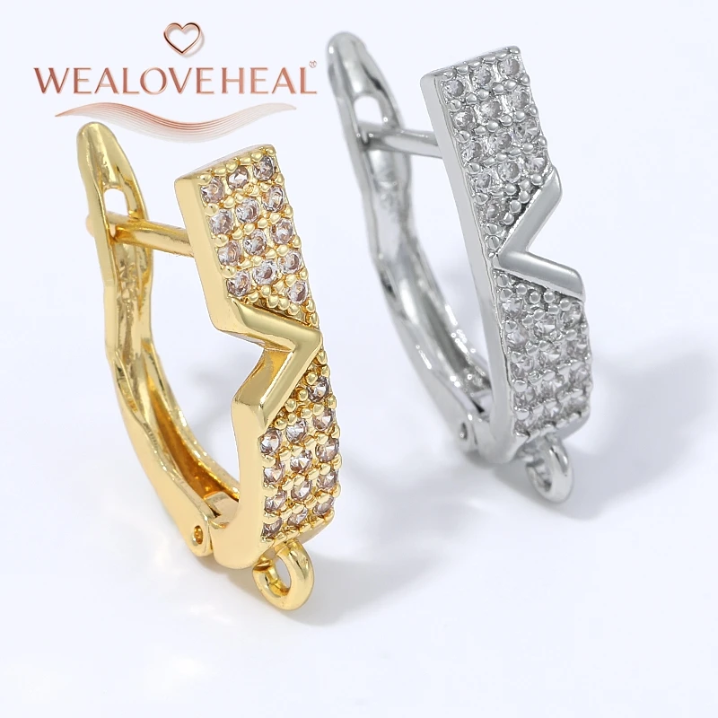 schmuckherstellung zubehör, 1 Paar 18K vergoldete Messing-Ohrringhaken mit Blitzmotiv, Micro-Pavé-Zirkonia und offenem Öhrchen für DIY-Schmuckherstellung – Detail 16