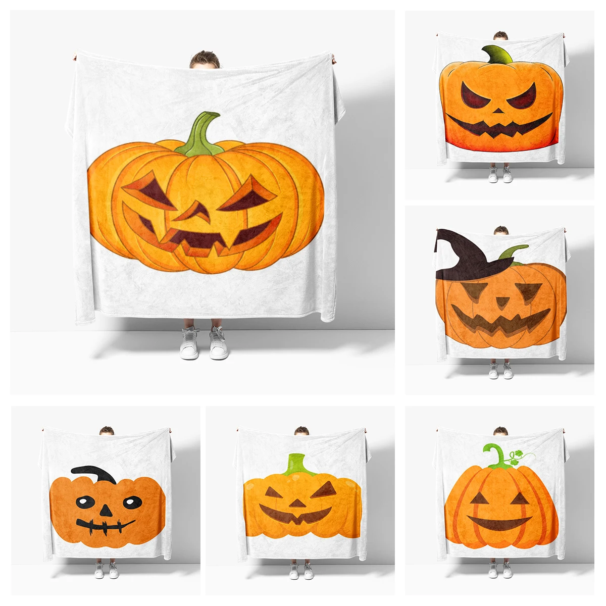 

Home decoration plush Throw Sofa blanket Bedspread bed fluffy soft blankets decor Plaid Modern Halloween Autumn Pumpkin funny