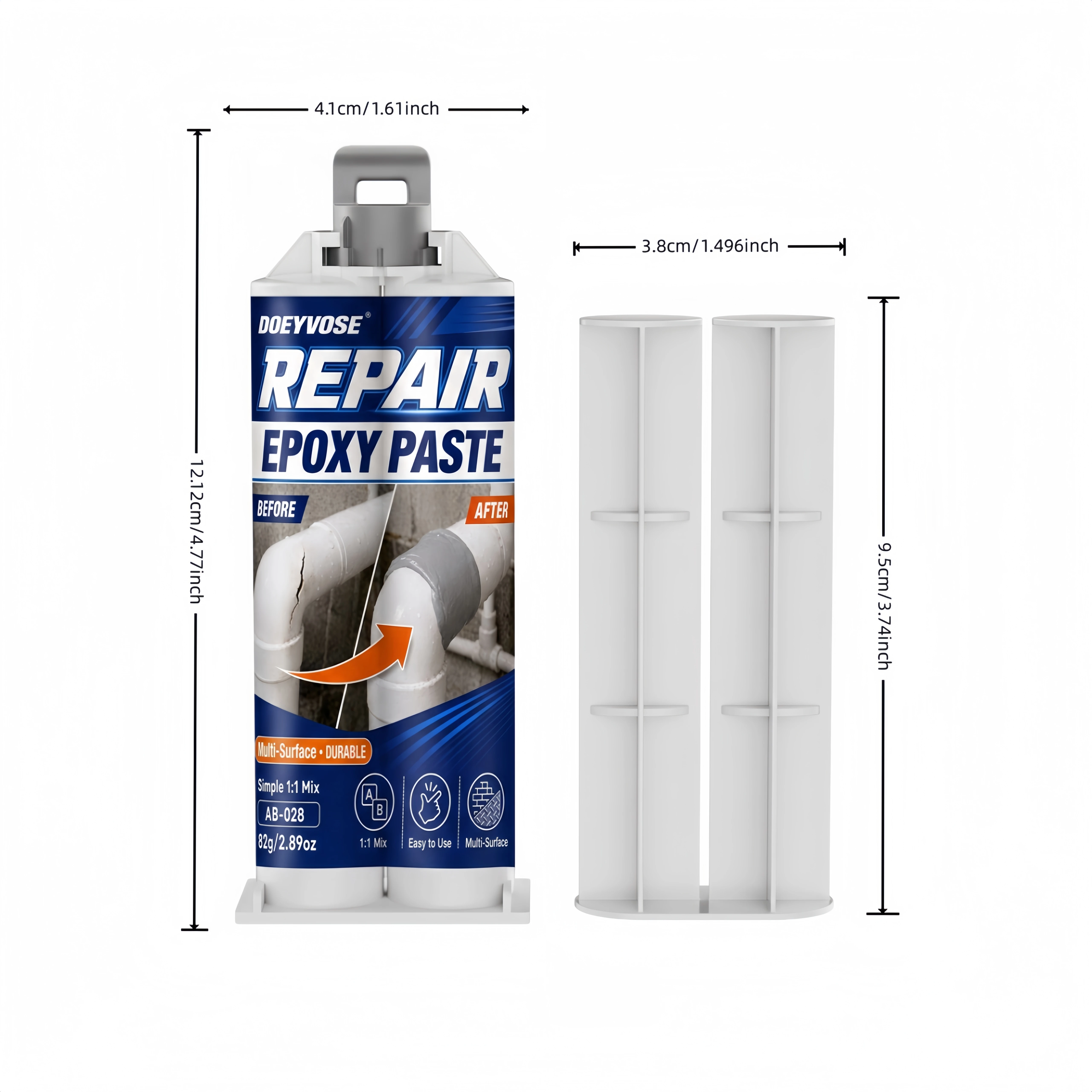 AB Metal Mending Paste 82g, Fast Curing Epoxy Putty for Metal Casting & Pipe Leak Repair