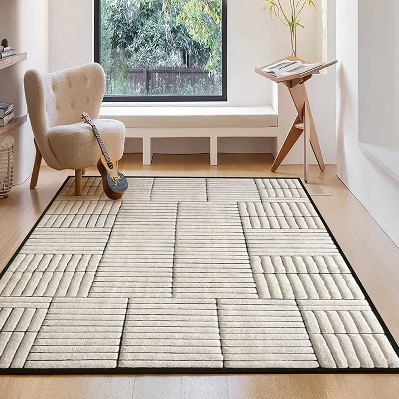 Moderne, français, tapis, salon, couverture de table basse, noir et blanc, Premium