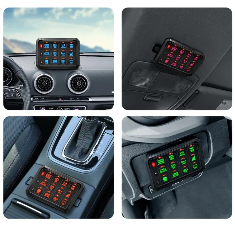 لوحة مفاتيح تعمل باللمس مكونة من 12 مفتاحًا مناسبة لتعديل RV Jeep Yacht RGB قابلة للتعديل بلون اثني عشر مفتاحًا