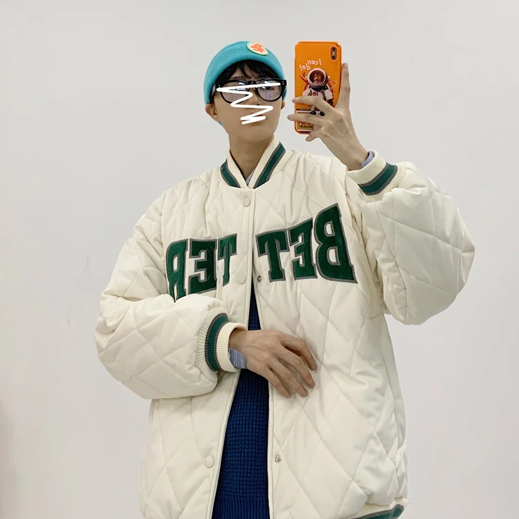 Хлопковая бейсбольная куртка Thiened для пар, бархатная свободная зимняя верхняя одежда с бриллиантами, корейское мужское и женское пальто