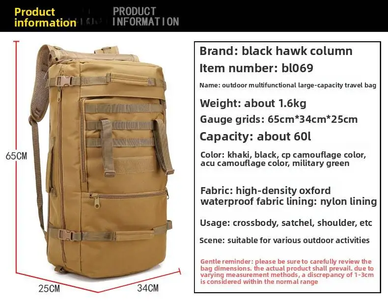 50L Tactical Military Backpack Male Outdoor Army 3p Trekking Rucksack Travel Hiking Men Camping Hunting Backpack Molle Assault