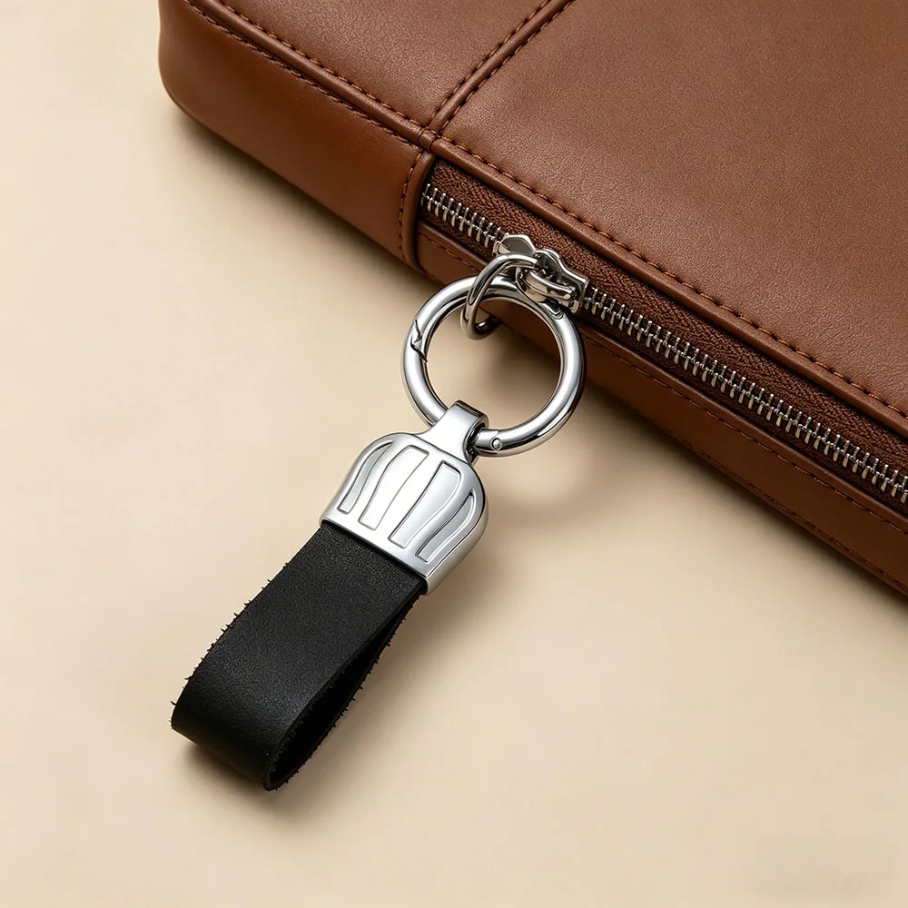 Crown Echtleder-Autoschlüsselanhänger, kreativer Luxus-Schlüsselanhänger für Herren und Damen, modischer Schlüsselanhänger aus Metall, langlebiger Anhänger, Schnallenkette, Zubehör, Geschenk – Detail 1