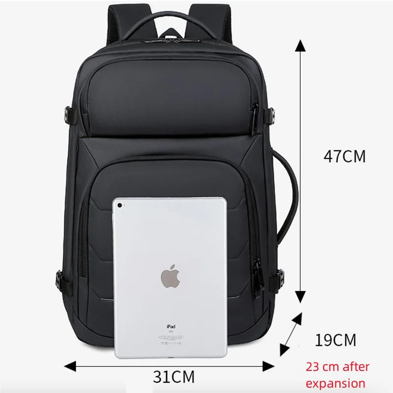 Sac à Dos Extensible de 17 Pouces pour Homme, Cartable Étanche avec USB, pour Ordinateur Portable, dehors, Voyage, École, Grande Capacité