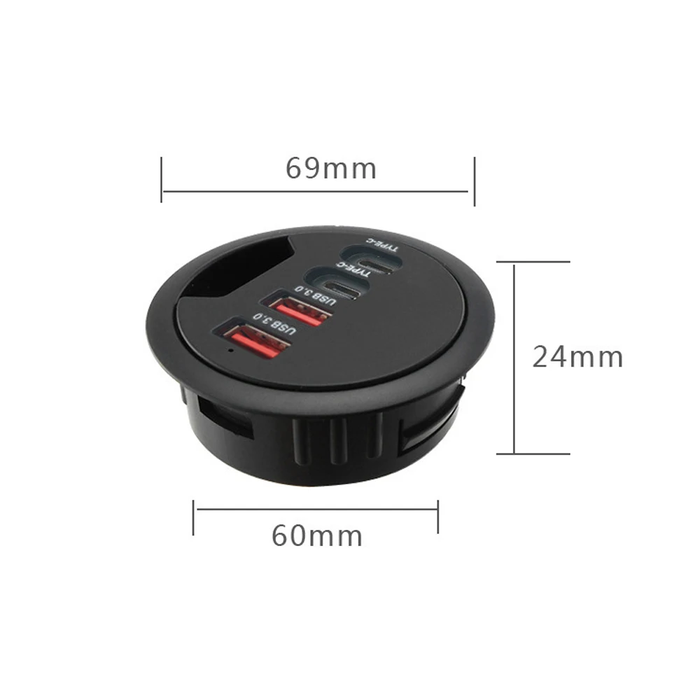 USB HUB Mount In Desk Multi USB 3.0 Ports SD/TF Headphone/Mircophone Type C Port  With Power Adapter 5V 2A  Hub Usb 3 0