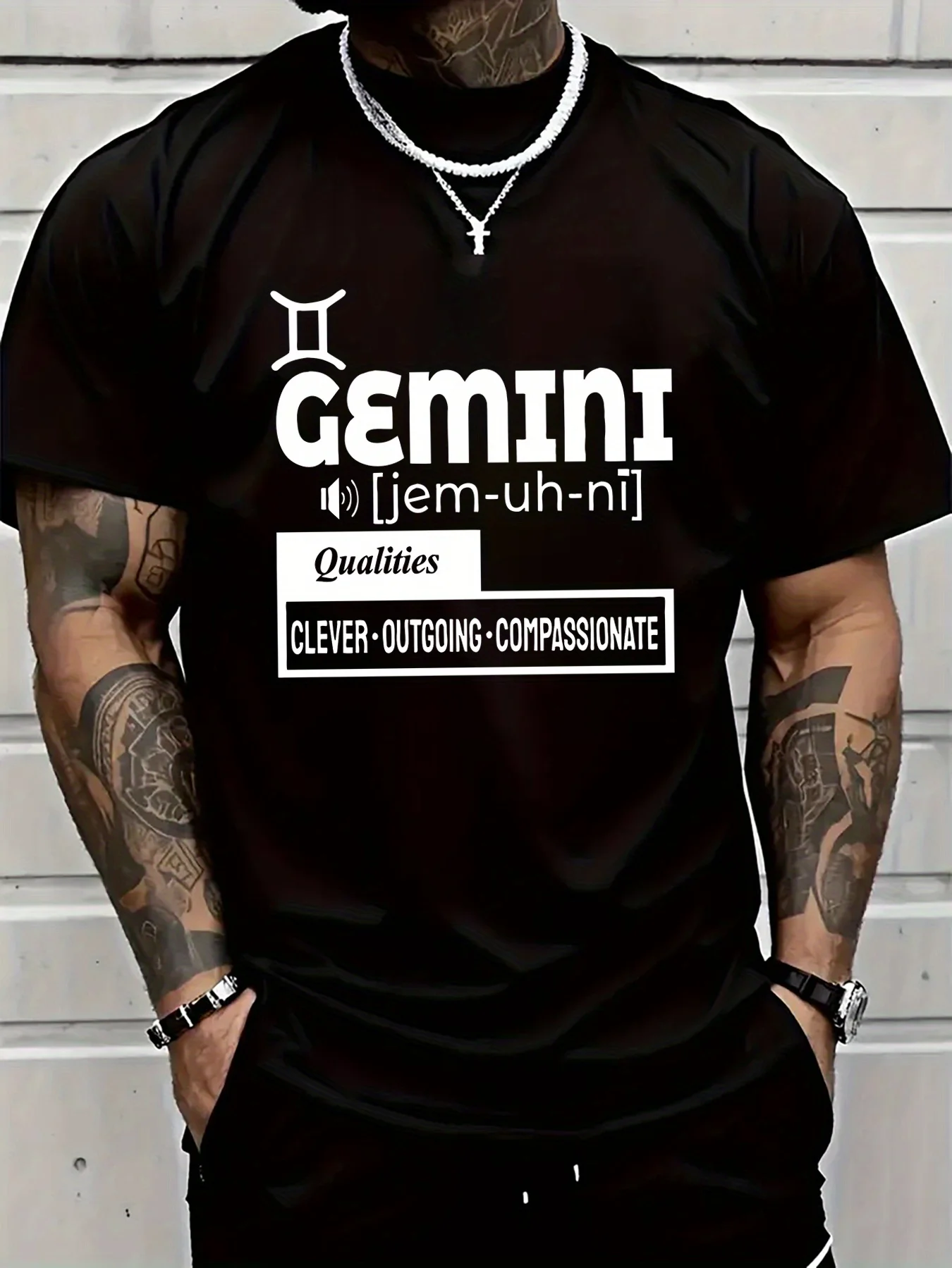 

Gemini Zodiac Cotton T-Shirt for Men & Women - 100% Cotton 180gsm Breathable Short Sleeve Tee with Astrological Symbol