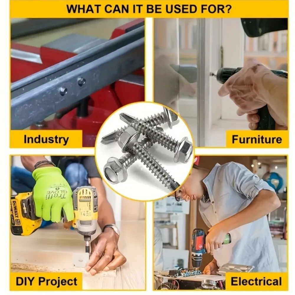 250 قطعة الإمبراطوري/SAE عرافة غسالة رئيس مسامير الحفر الذاتي 410 الفولاذ المقاوم للصدأ الحفر الذيل مسامير بالجملة ل عبر الحدود #4