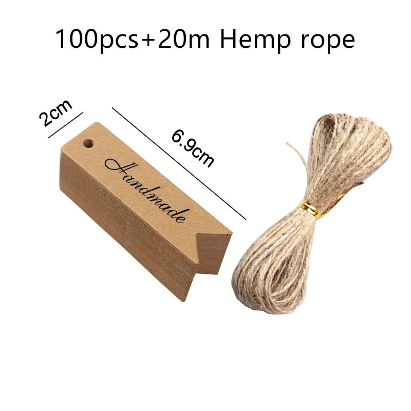 50/100 Stück leere Hängeetiketten aus Kraftpapier mit Löchern aus Hanfseil, verstellbare Seillänge, handgeschriebene Karte, Party-Geschenke, Etiketten TMZ – Detail 26