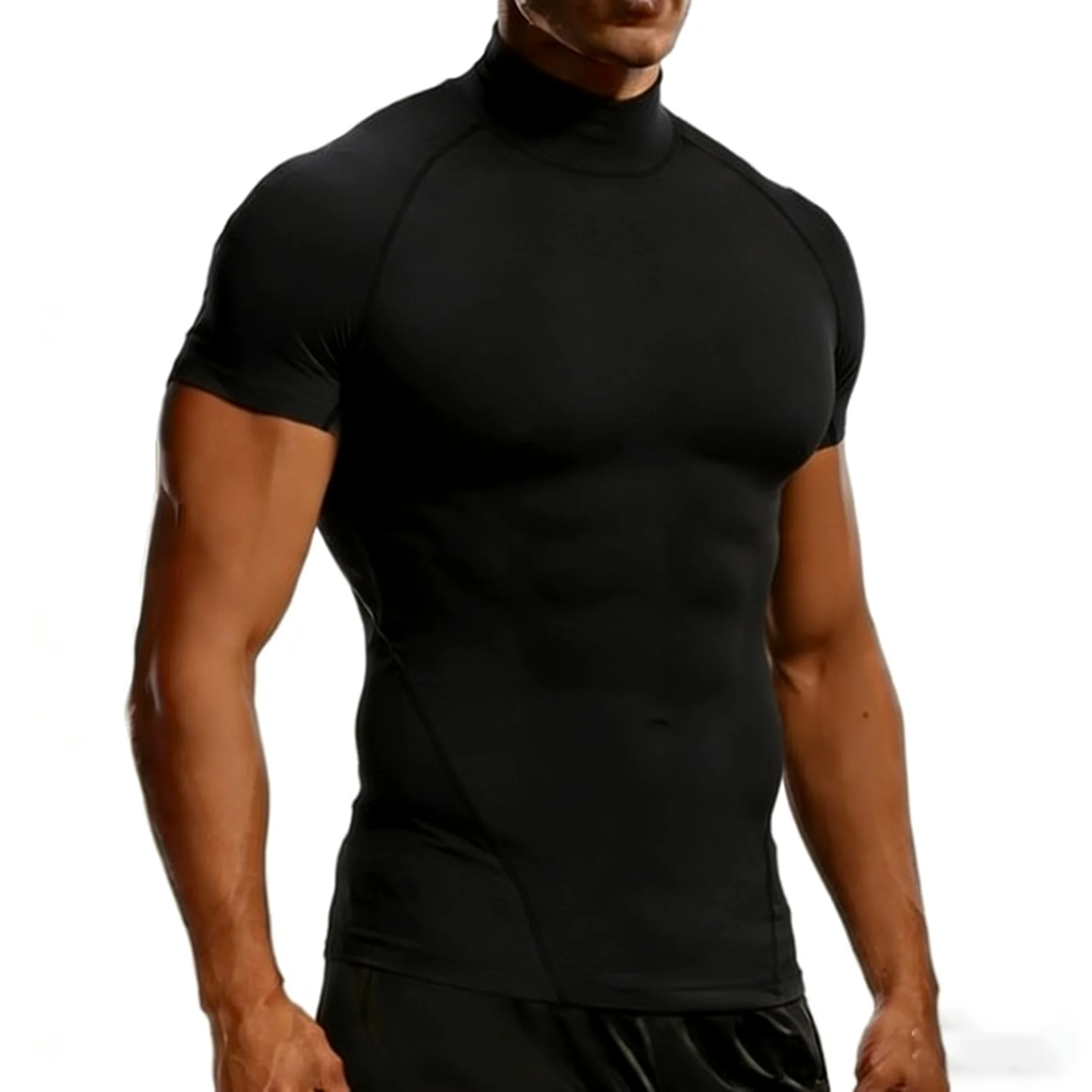 Herren Sport T-Shirt Sommer Kompressions-Oberteil Enganliegendes Fitness-Shirt Workout Training Kleidung Lauf-T-Shirt für Männer – Detail 3