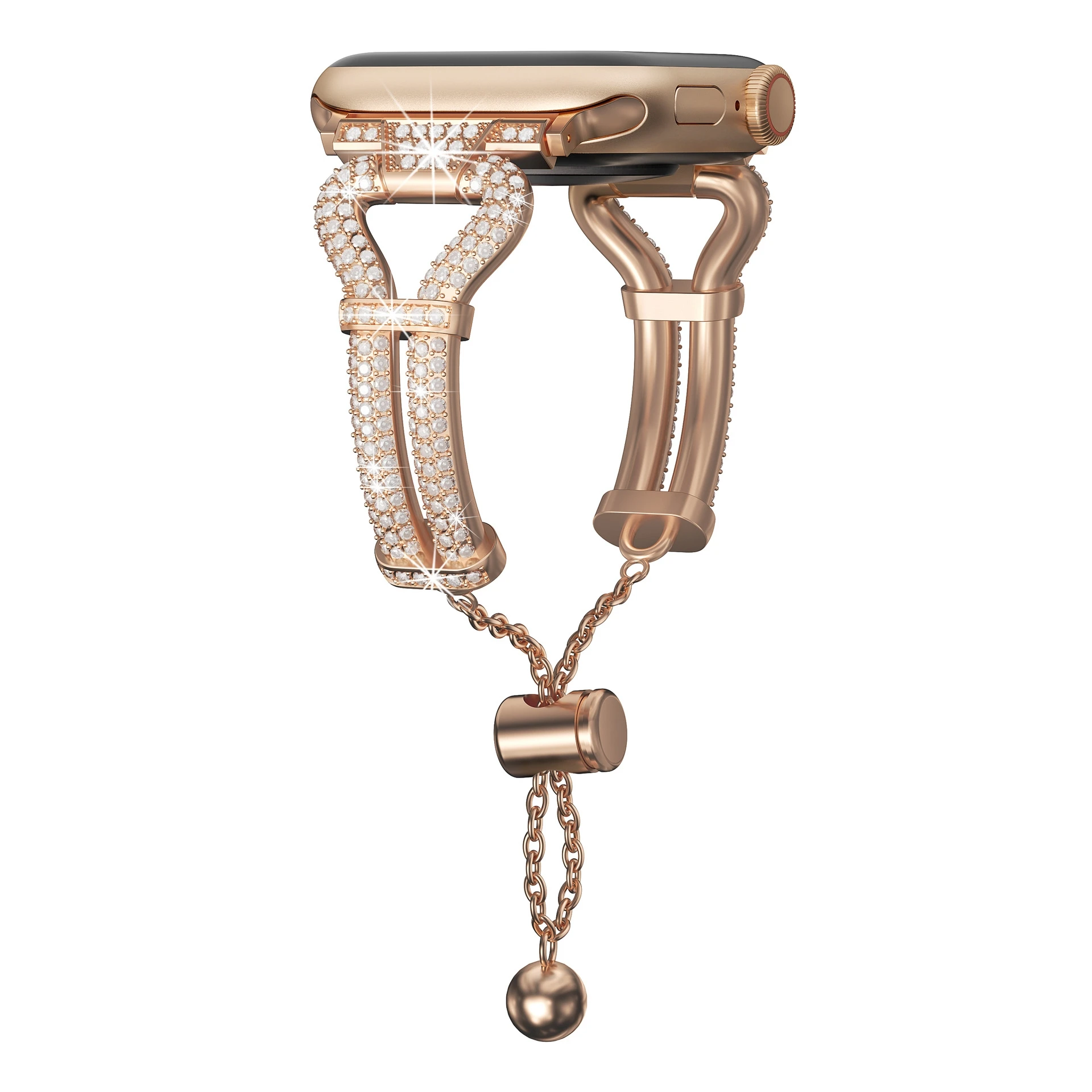 الفاخرة الماس سوار فولاذي غير قابل للصدأ لساعة أبل 9 8 SE 7 6 5 4 حزام المرأة ربط سوار ل iWatch 38/40/41/42/44/45/49 مللي متر