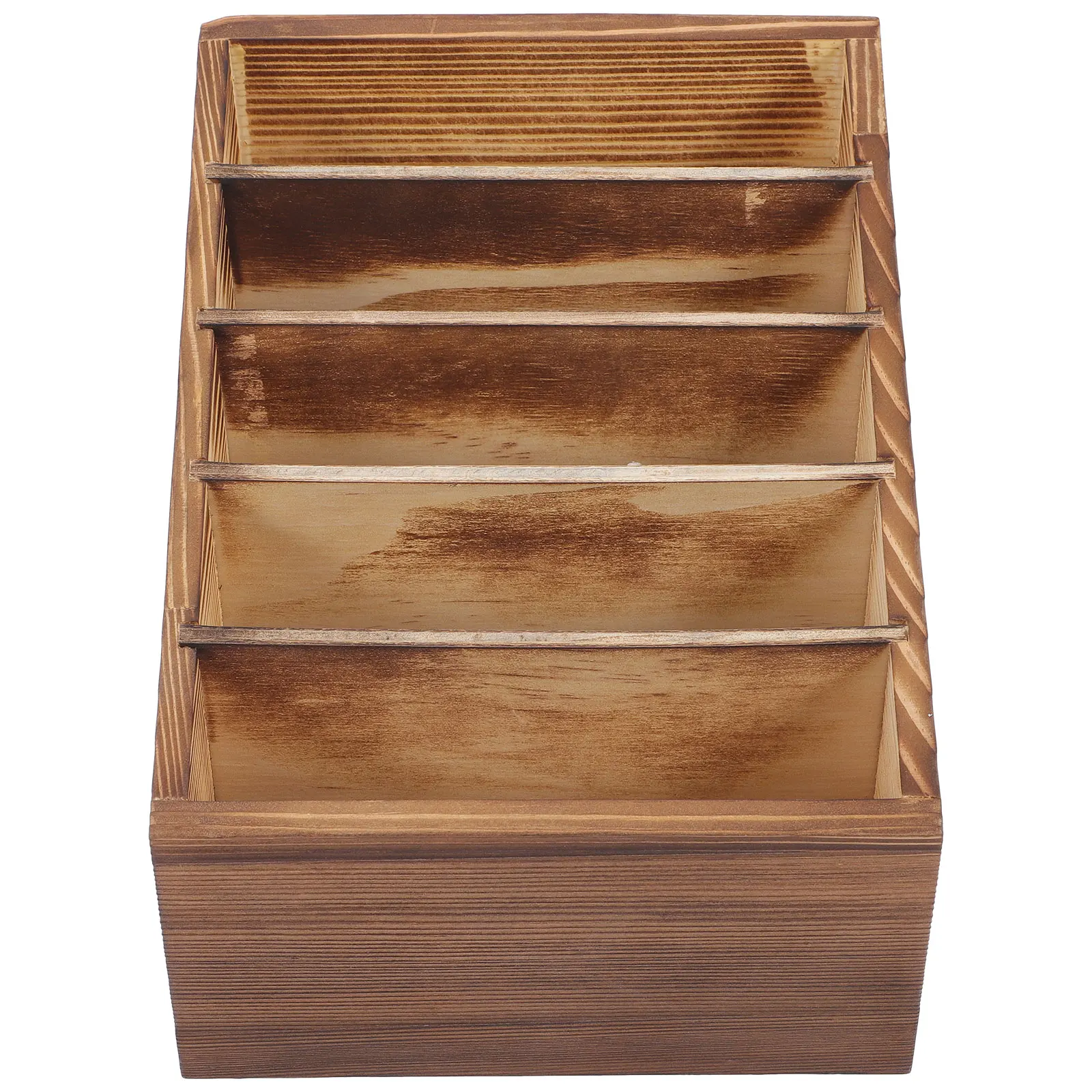 

Multi grid Phone Box 5 Compartments Wood Storage ganizer for Desk Office Classroom Cellphone Case Stationery Holder Display Box