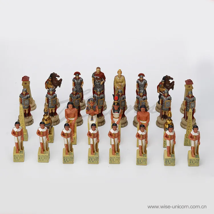 Ancient Egypt vs Roman Empire Resin Chess Set Pharaoh Soldier Figurine Chess Pieces Vintage Historical Chess Desktop Decor Gift