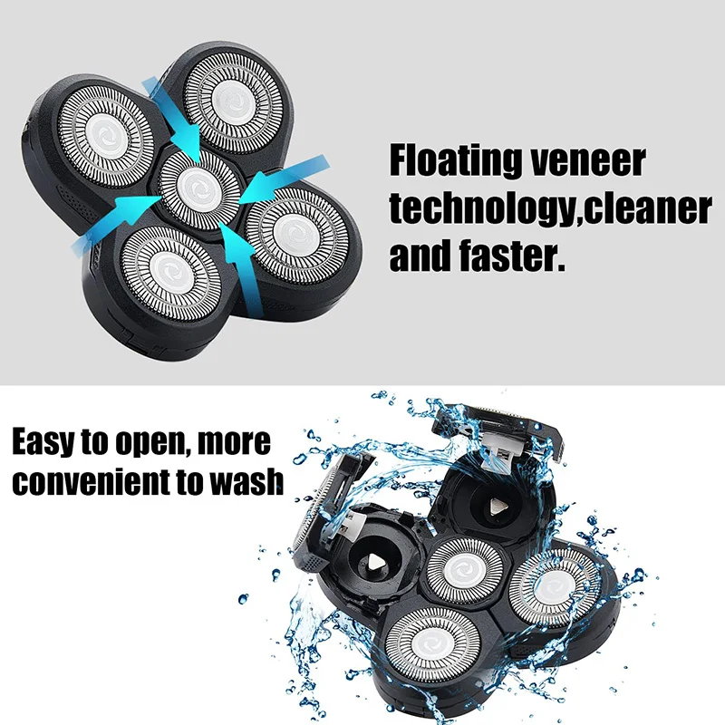 1Pack Replacement Shaver Head Electric Shaver 5D Independently 5 Cutter Floating Head Stainless Steel Shaver Blade