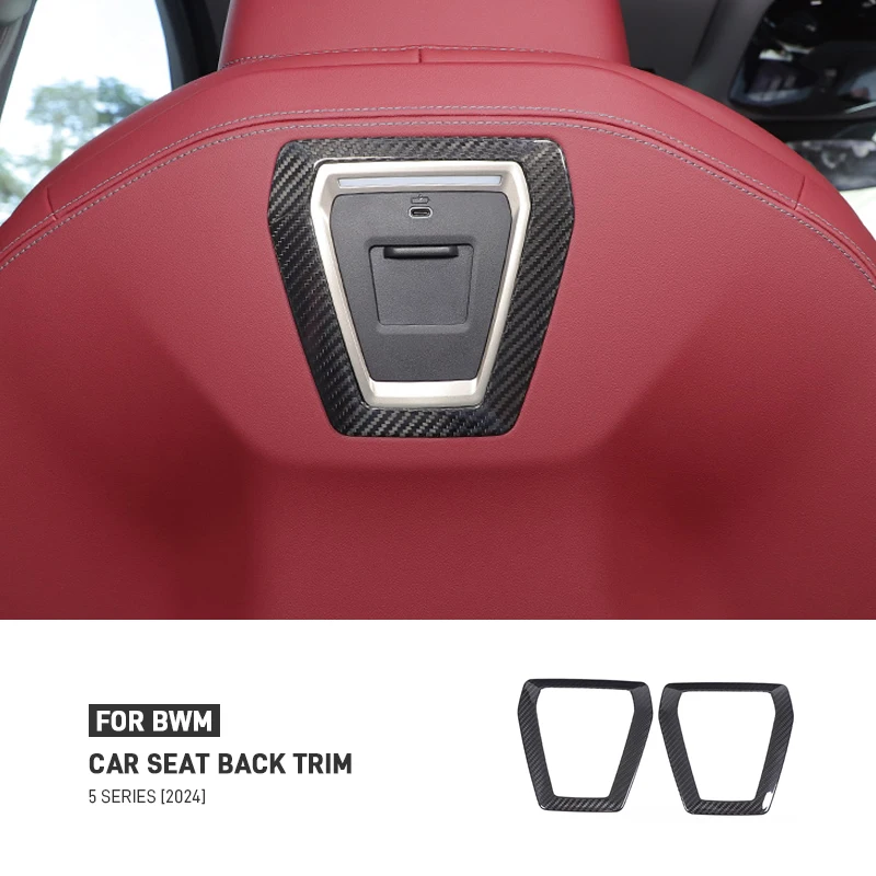 

For BMW 5 Series G60 2024 Real Carbon Fiber Car Interior Seat Backrest USB Port Panel Cover Trim Sticker Decoration Accessories
