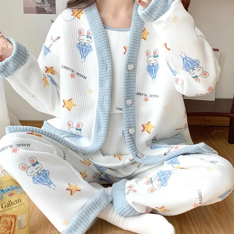 Spring Autumn Breathable Cotton Maternity Pajamas Set Postpartum Nursing Feeding Clothes For Pregnant Women Sleepwear Homewear