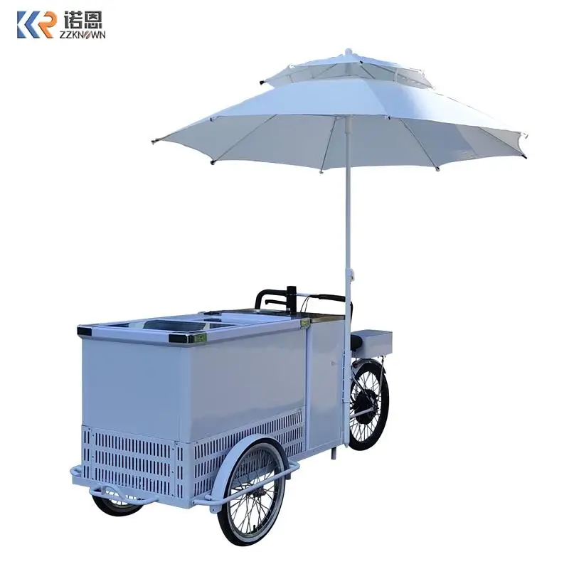 Street Food Cart  Beer Cart New  Refrigerated Tricycle Bike With 110v AC Freezer