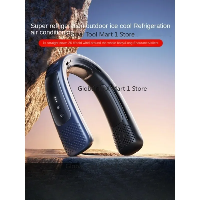 igeration hanging neck small fan usb charging semiconductor s-mart portab-le leafless powerful silent super long battery life