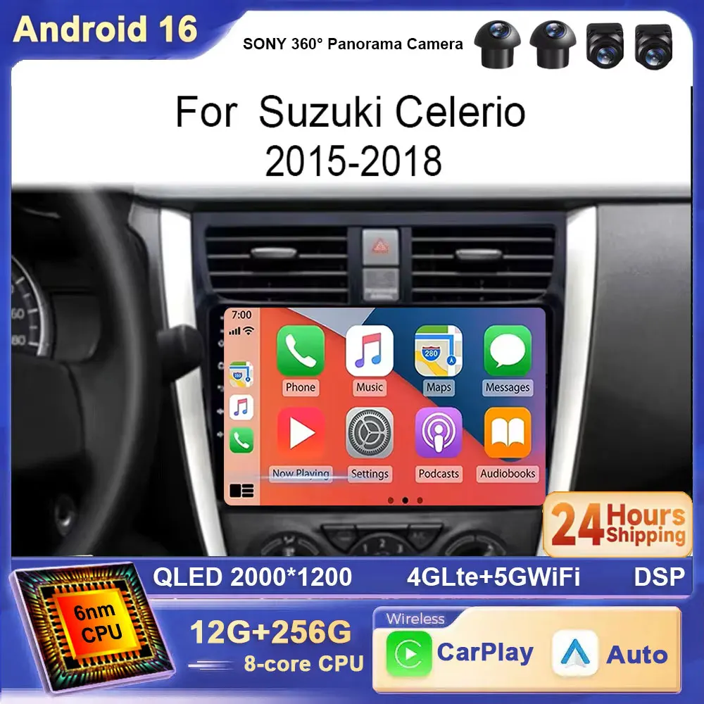 For Suzuki Celerio Cultus 2015 - 2018 Android 16 Multimedia 2K Carplay Car Player GPS Stereo Screen Navigation Auto Radio Screen