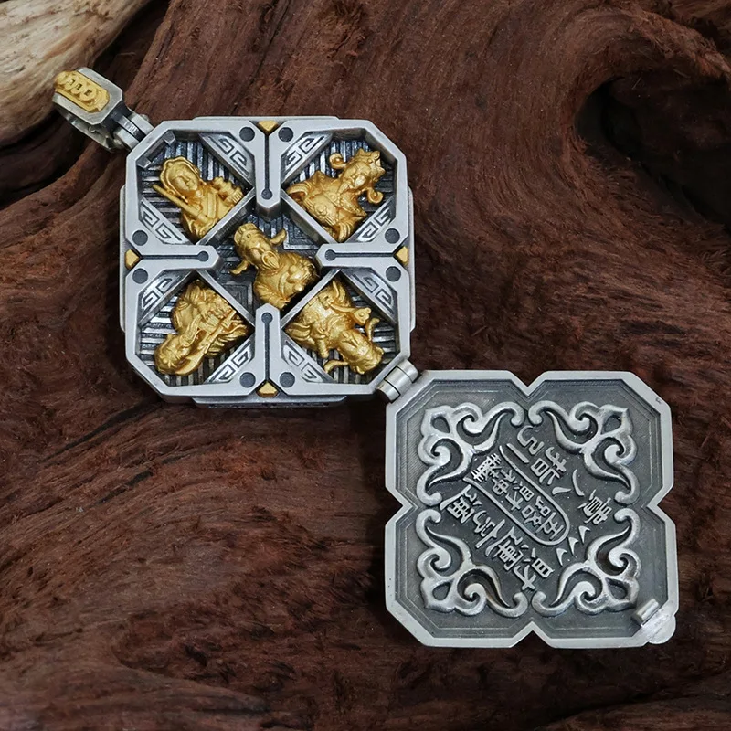 Lucky Five Roads God of Wealth Necklace Men Jewelry Ethnic Style Collision Relief Coin Treasure  Pendant Male Chain Accessory