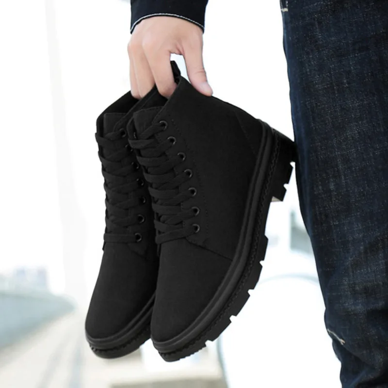 Men Boots Elevator Shoes Hidden Heels Canvas Heightening Shoes For Man Increase Insole 10CM 8CM 6CM Sports Casual Height Shoes