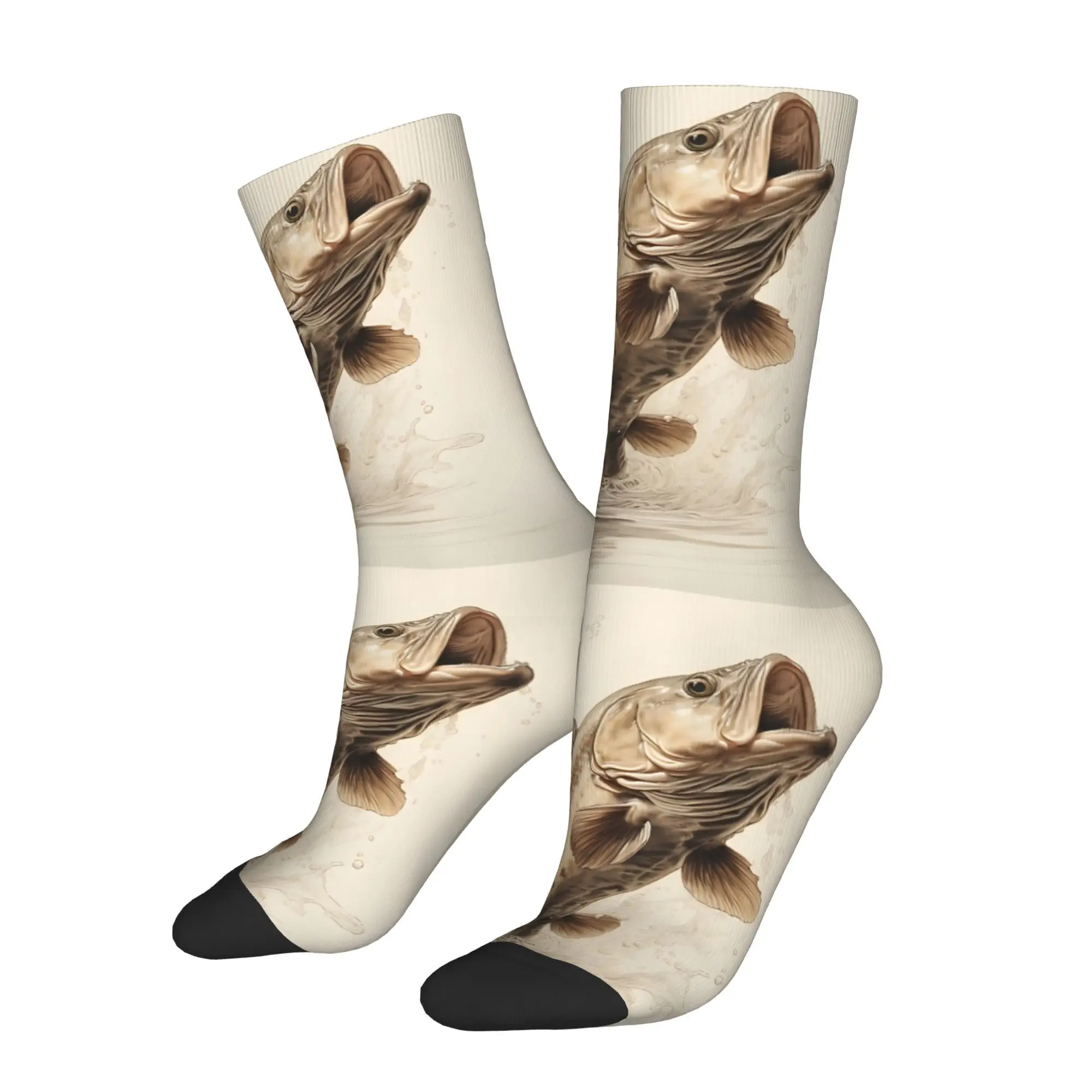 

Funny Sock for Men Fish Jumping Out Of Water Hip Hop Harajuku Happy Quality Pattern Printed Crew Sock Casual Gift