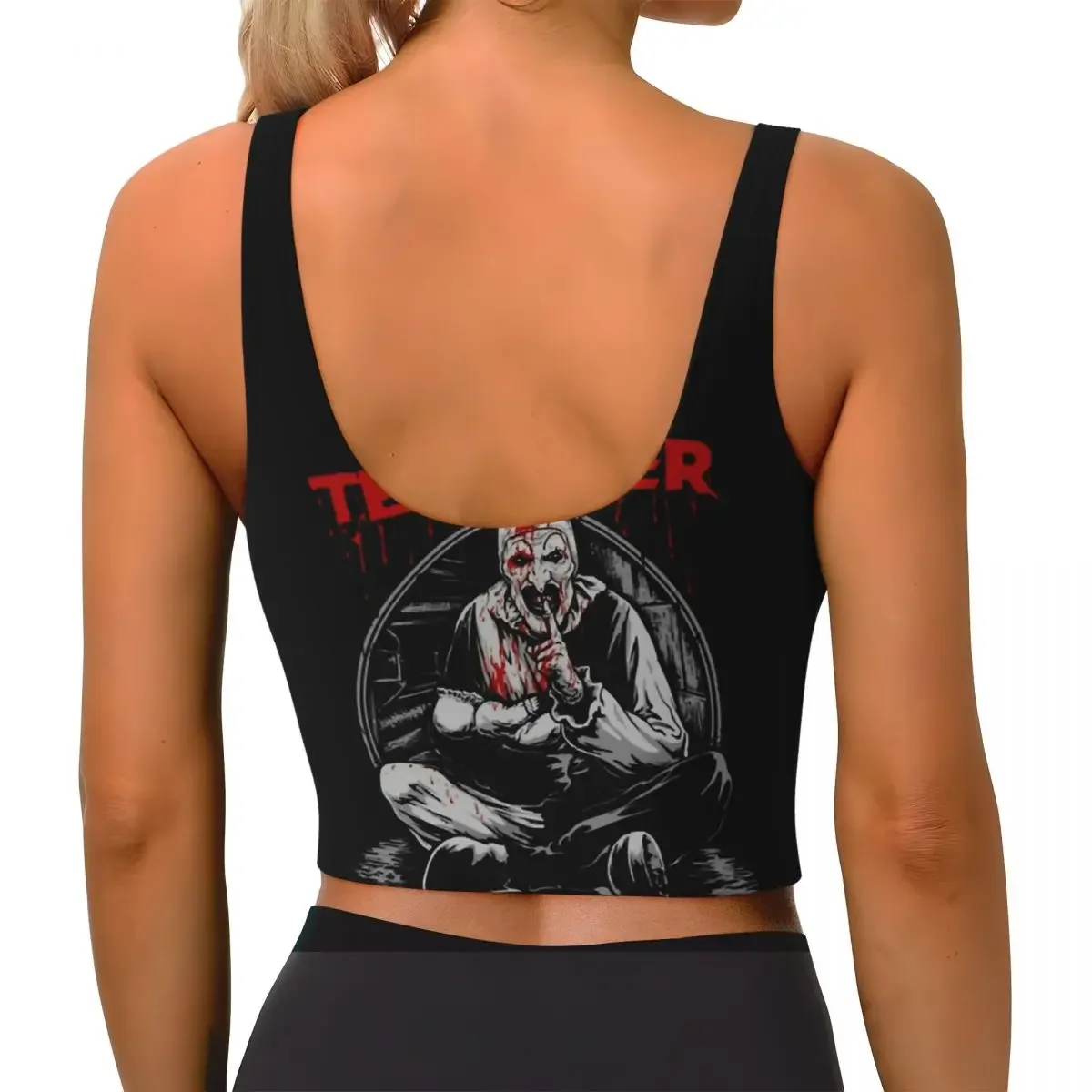 حمالات صدر رياضية للسيدات من فيلم رعب آرت سلاشر للهالوين، حمالات صدر رياضية عالية التأثير في صالة الألعاب الرياضية، قمصان بدون أكمام