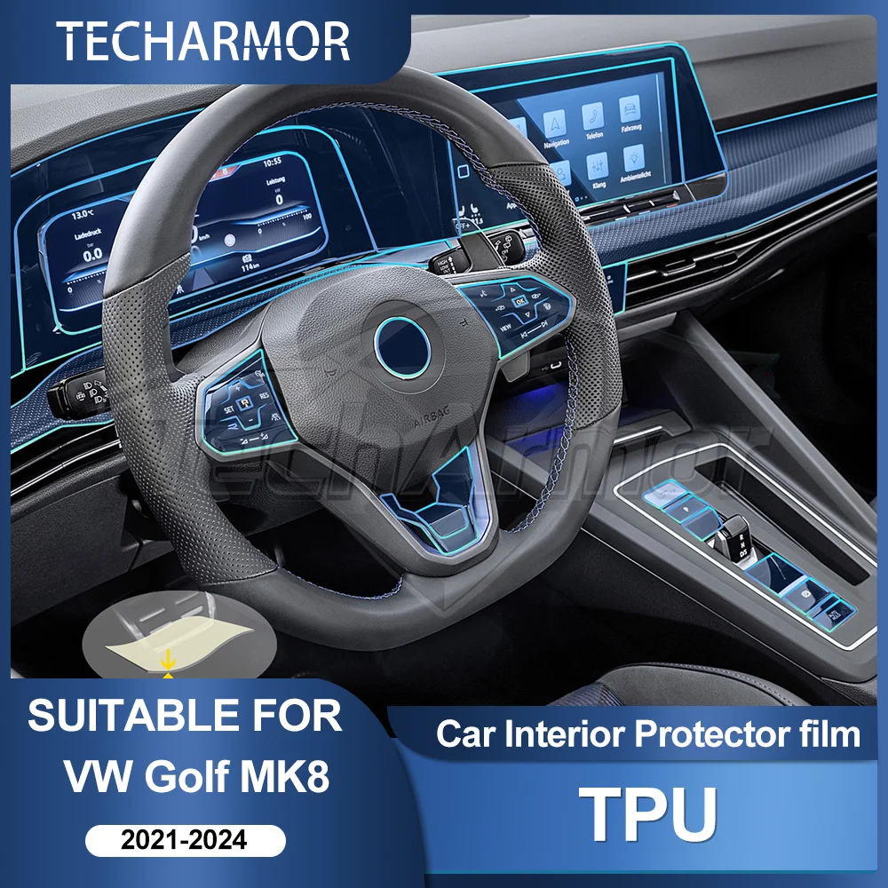 

Car Interior TPU Protector Anti-scratch Film For VW Golf 8 21-24 Auto Protective Transparent Tear-resistant Sticker Accessories