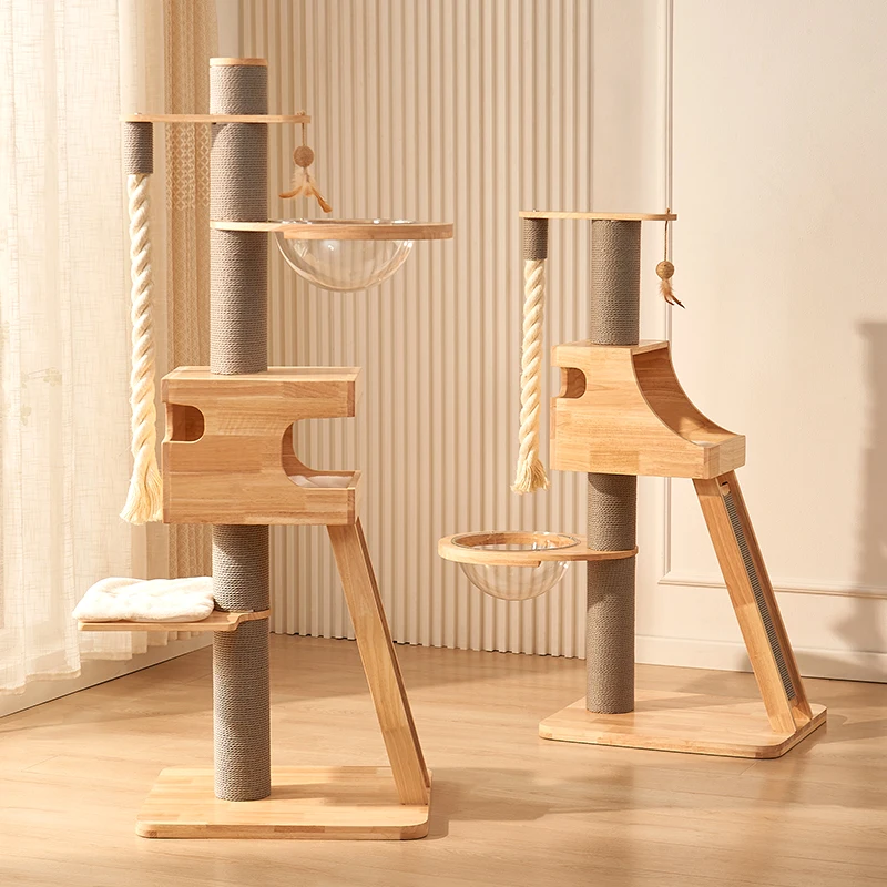 Shui Mu raw solid wood cat climbing frame cat nest tree integrated solid wood rack small verticalack space capsule