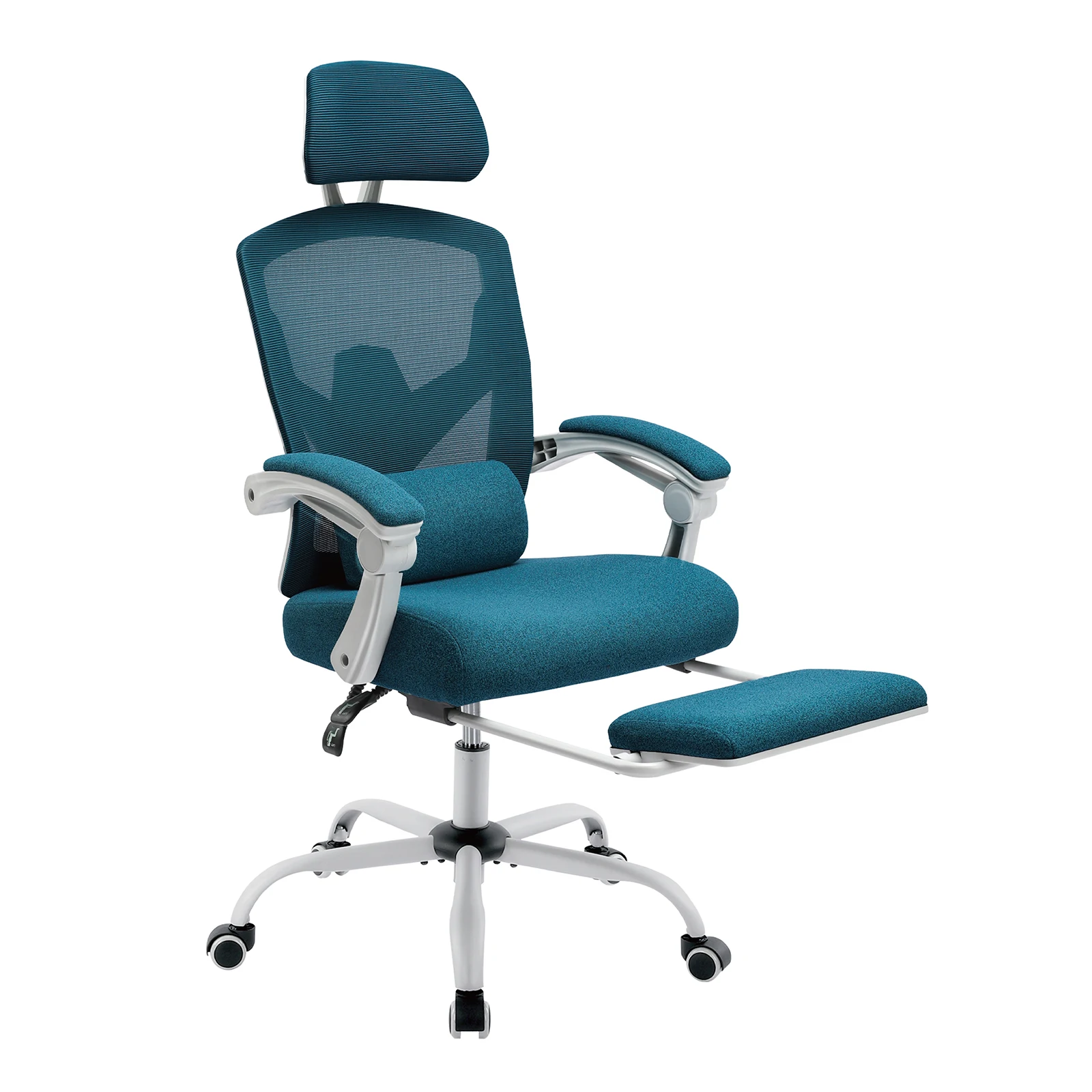 JHK Ergonomische Liggende Hoge Rug Mesh Woonkamer Schommelstoel Gaming Stoel Computer Bureau Draaibaar Rollend Lendensteun Kussen