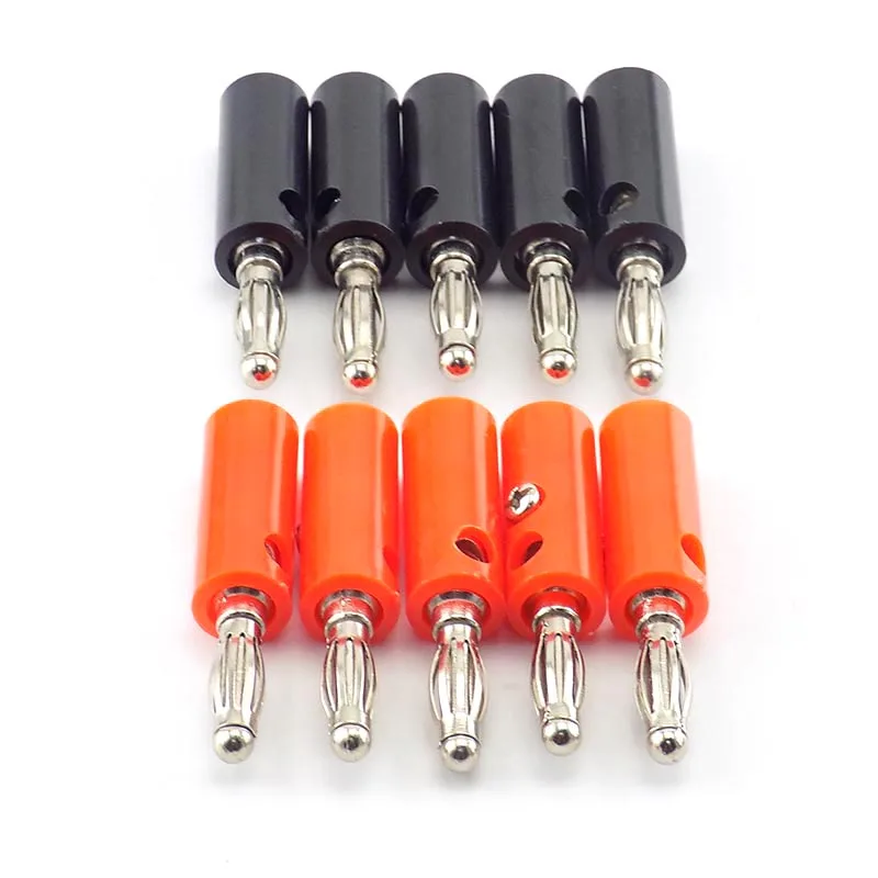 10 stücke 4mm Audio Lautsprecher Schraube Bananen Stecker Anschlüsse Solderless Schwarz Rot farbe DIY Großhandel Bananen Stecker stecker A6
