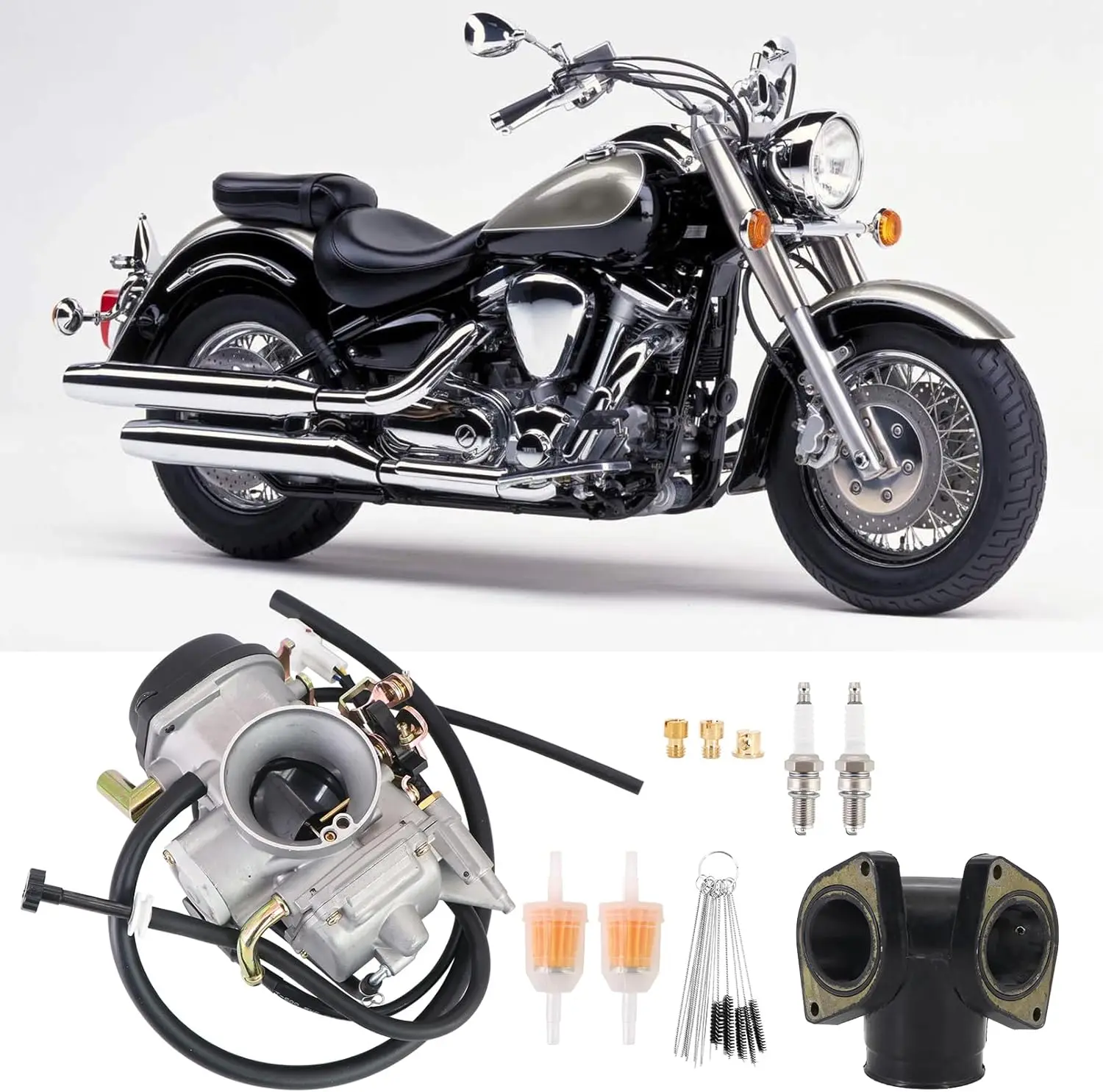 Carburetor for Yamaha Road Star XV1600 XV1700 4WM-14101-03-00 With intake manifold spark plug - view 2