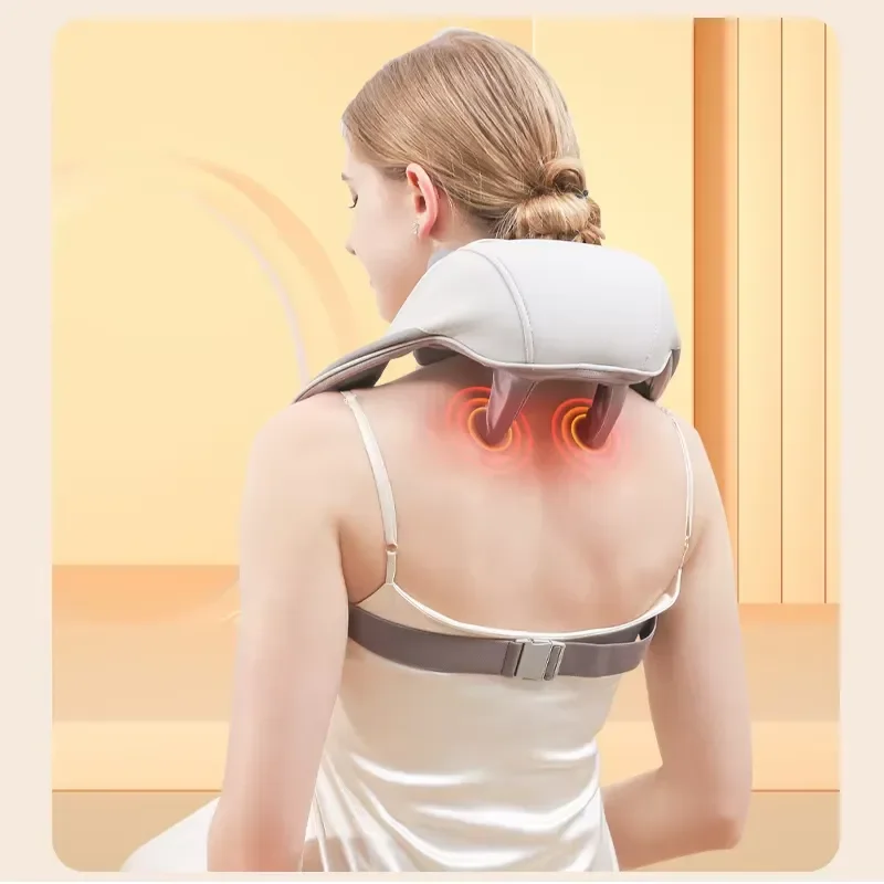 Portable Hot Compress Shoulder and Neck Massager with Kneading Function for Deep Tissue Therapy Hands Free Use Custom Logo