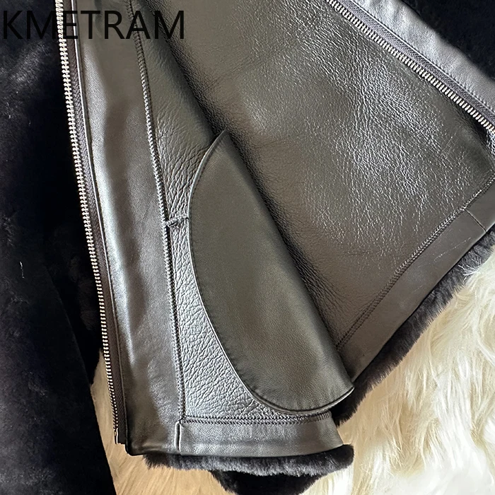 100% laine naturelle en peau de mouton Double face veste de fourrure femme de luxe court réel manteau de fourrure femmes vêtements d'hiver 2025 шуба ж Döncud