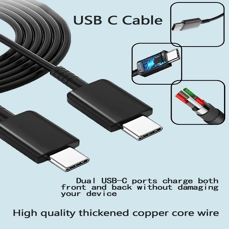 Cable de carga súper rápida 5A PD 45W USB C doble para Samsung S22 S23 S24 Plus Note 20 Ultra A53 A54 A55, cable de datos de carga rápida 5