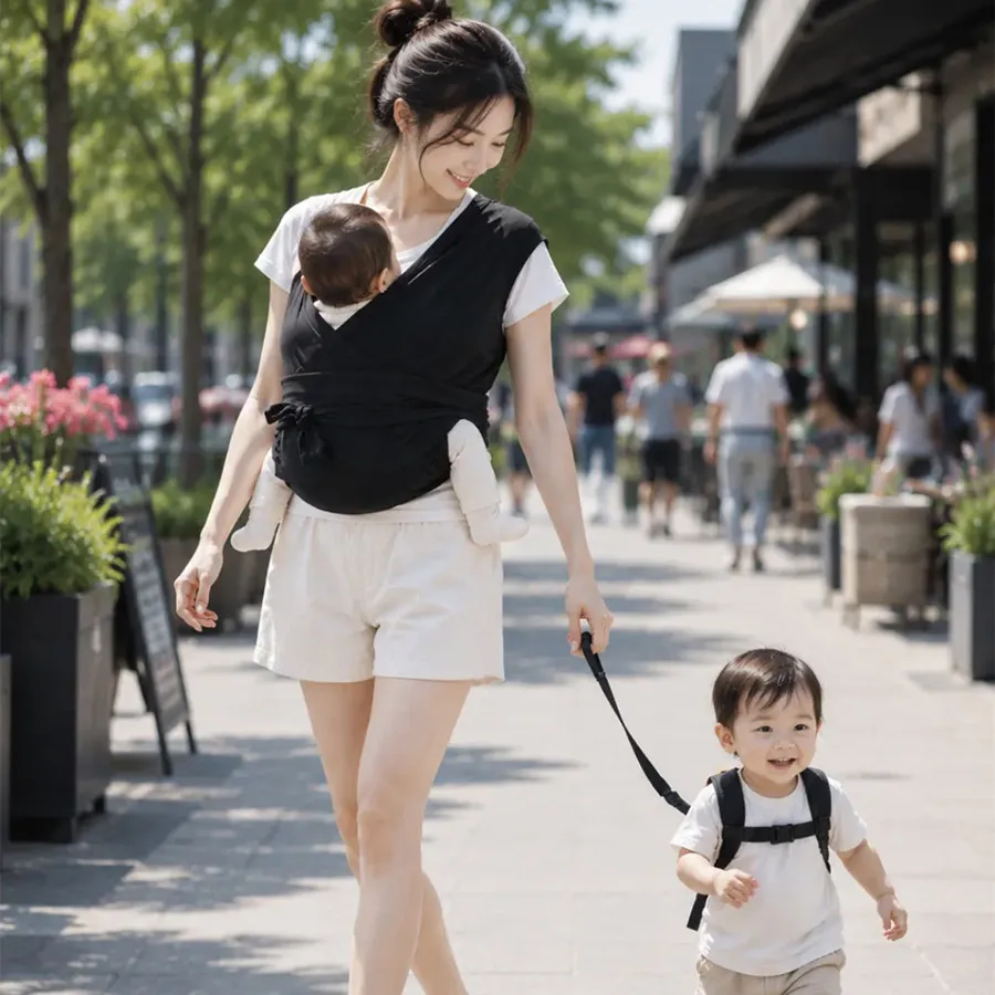 New Model Adjustable Infant Soft Breathable Baby Sling Newborn Baby Wrap Carrier Hipseat Gridding Cloth Sling Air Mesh Baby Soft view 4