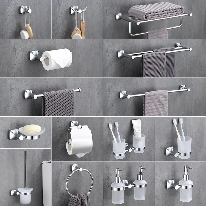 Chromium Towel Rack, Paper Rack, Chrome Plated Toilet Brush Rack, Towel Ring,Robe Hook, Bathroom Hardware Accessories